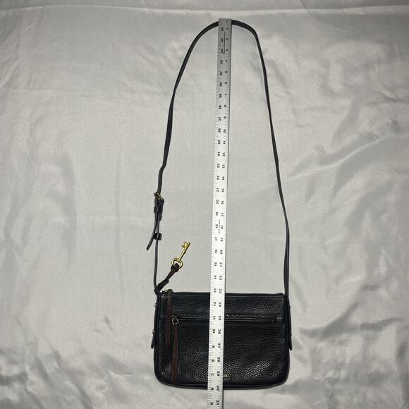 FOSSIL Black Pebbled LEATHER Multi Pocket Crossbody Shoulder Bag Purse Classic - Picture 11 of 15
